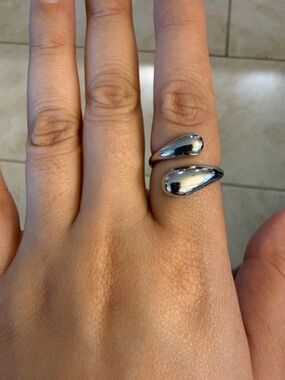 Silver -Tone (S1) Teardrop Open Ring | Stainless Steel